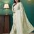 Green elegant printed organza saree with blouse piece