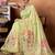 Green elegant printed organza saree with blouse piece