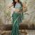 Green plain chiffon designer saree with blouse piece