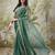 Green plain chiffon designer saree with blouse piece