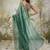 Green plain chiffon designer saree with blouse piece