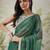 Green plain chiffon designer saree with blouse piece