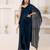 Blue plain georgette designer saree with blouse piece