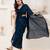 Blue plain georgette designer saree with blouse piece