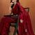 Maroon embroidered chiffon occasion wear saree with blouse piece