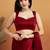 Maroon embroidered chiffon occasion wear saree with blouse piece