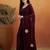 Burgundy embroidered chiffon occasion wear saree with blouse piece