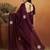 Burgundy embroidered chiffon occasion wear saree with blouse piece