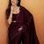 Burgundy embroidered chiffon occasion wear saree with blouse piece