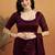 Burgundy embroidered chiffon occasion wear saree with blouse piece