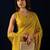 Yellow plain georgette designer saree with blouse piece