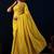 Yellow plain georgette designer saree with blouse piece