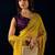 Yellow plain georgette designer saree with blouse piece