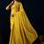 Yellow plain georgette designer saree with blouse piece