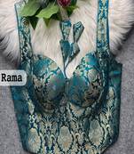 Rama zari woven jacquard silk designer readymade saree blouse for women wedding party wear