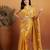 Mustard plain satin designer saree with blouse piece