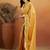 Mustard plain satin designer saree with blouse piece