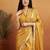 Mustard plain satin designer saree with blouse piece
