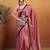 Pink plain satin designer saree with blouse piece