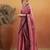 Pink plain satin designer saree with blouse piece