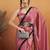 Pink plain satin designer saree with blouse piece