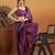 Purple plain satin designer saree with blouse piece