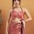 Pink plain satin designer saree with blouse piece