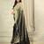 Green plain silk blend party wear saree with blouse piece