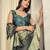 Green plain silk blend party wear saree with blouse piece