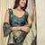 Green plain silk blend party wear saree with blouse piece
