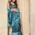 Blue plain silk blend party wear saree with blouse piece