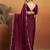 Burgundy plain chiffon designer saree with blouse piece