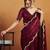 Burgundy plain chiffon designer saree with blouse piece
