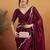Burgundy plain chiffon designer saree with blouse piece