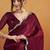 Burgundy plain chiffon designer saree with blouse piece