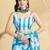 Blue printed blended cotton designer saree with blouse piece