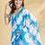 Blue printed blended cotton designer saree with blouse piece