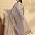 Brown printed blended cotton designer saree with blouse piece