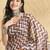 Brown printed blended cotton designer saree with blouse piece