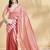 Pink printed blended cotton designer saree with blouse piece