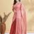 Pink printed blended cotton designer saree with blouse piece