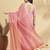 Pink printed blended cotton designer saree with blouse piece
