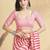 Pink printed blended cotton designer saree with blouse piece