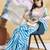 White printed blended cotton designer saree with blouse piece
