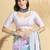 White printed blended cotton designer saree with blouse piece