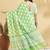 Green printed blended cotton designer saree with blouse piece