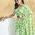 Green printed blended cotton designer saree with blouse piece