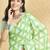 Green printed blended cotton designer saree with blouse piece