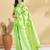 Green printed blended cotton designer saree with blouse piece