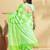 Green printed blended cotton designer saree with blouse piece